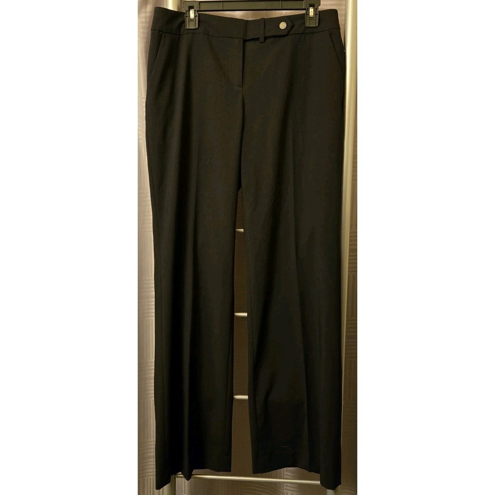 Calvin Klein Size 8 Womens Black Dress Pants Straight Leg Stretch Zip Flat Front